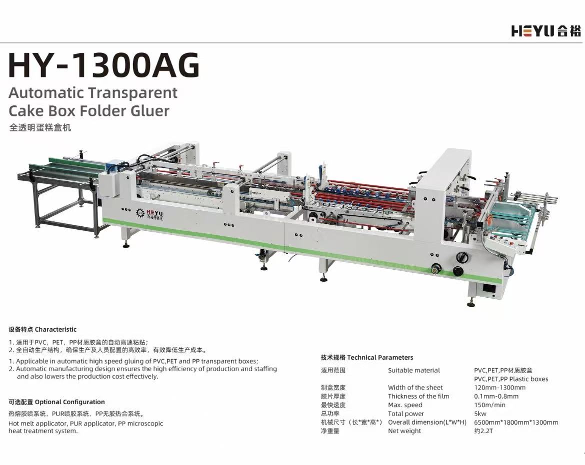 Auto transparent cake box gluing machine 